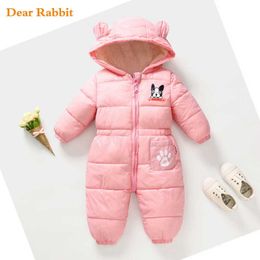 2021 new born baby spring winter clothes cotton thick warm Hooded baby jumpsuit boy girl romper children snowsuit down clothing H0909