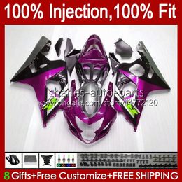 Purple black Injection Mould Fairings For SUZUKI GSXR600 GSXR750 GSXR-750 K4 04 05 43No.103 GSXR 750CC 600CC 750 600 CC GSXR-600 2004 2005 GSX-R750 2004-2005 OEM Body Kit