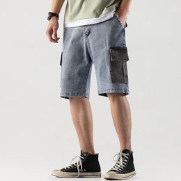 Jeans da uomo Pantaloncini di jeans da uomo Bellissimi streetwear Pantaloni elastici in vita da uomo Tasca grande Casual Mezza jeans Cargo estivo