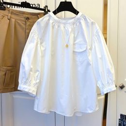 Nomikuma Half Puff Sleeve Doll Shirt Korean Solid Causal Pocket Patchwork Blouse Autumn Sweet Women Top Blusas Mujer 6C963 210427