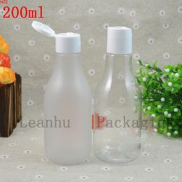 200ml Frosted Clear Bottle With Flip Disc Empty Cosmetic Packaging Containers For Lotion Shampoo Shower Gel Water 50pcs/lothigh qiy