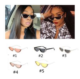 Wholesale Sunglasses Women trendy half frame rimless cat eye sunglasses rhinestone women summer 2018 fashion shades women Small glasses
