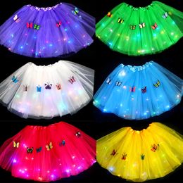 Butterfly Light Up Tutu LED Girl Party Glow Skirt Magic Angel Fairy Luminous Costume Birthday Gift 20220223 Q2