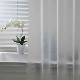 Nordic Plastic Waterproof PEVA Shower Curtain Translucent Thickened Bath Curtains Frosted Atmosphere Partition 3D 240 220 210402