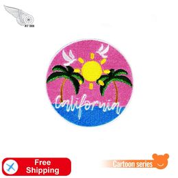 California Beach Embroidery Iron On Patch Cute Patches For Kids Girls Boys Clothing Cartoon Custom DIY Applique