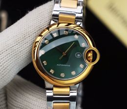 New women Automatic Mechanical watch sapphire Stainless steel Geometric Date Wristwatch for female girls cz diamond clock 33mm