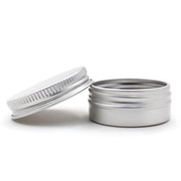 wholesale screws Australia - Storage Baskets 10 15 25ml Cosmetics Container Aluminum Candle Jar Empty Tin Metal Silver With Lids Lip Pot Screw Cream Box 2