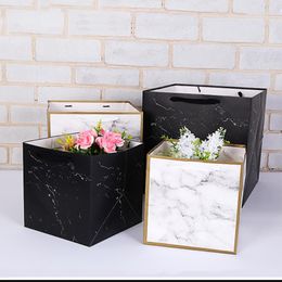 -Envoltura de regalo 10 unids bolsa de tamaño grande estilo de mármol cuadrado, envases de flores para bodas paty caramelo cajas caja de torta galletas de chocolate
