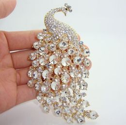 Pins, Brooches Exquisite Shiny Zircon Peacock Brooch Ladies Elegant Fashion Party Jewellery Gift