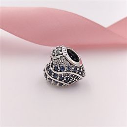 925 Sterling Silver Beads Aqua Heart Charm Fits European Pandora Style Jewelry Bracelets & Necklace 797015NABMX AnnaJewel