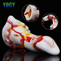 NXY Dildos YOCY Colourful Fantasy Dildo Huge Silicone Anal Butt Plug Vaginal G Spot Massager Sex Toy For Men Lesbian Masturbater 1120