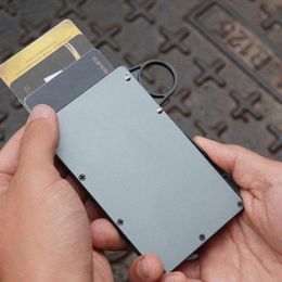 metal banks UK - Card Holders Anti-theft Aluminum RFID ID Porte Carte Slim Metal Wallets Pocket Case Bank Women Men Box