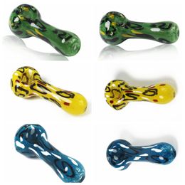 Cool Colorful Pipes Strips Pyrex Thick Glass Smoking Tube Handpipe Portable High Quality Handmade Dry Herb Tobacco Oil Rigs Bong DHL Free