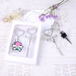 Love Heart Corkscrew Wine Bottle Opener Stopper Wedding Gift Guests Favours Bottles Openers Corkscrews Set Decoration Giveaways JY0857