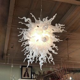 Hand Blown Glass Chandelier Pendant Lamps White Color Art Lights Modern Custom LED Lighting for House Decoration Living Room Customized 60 by 70 CM