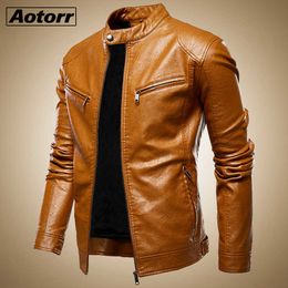 Autumn Jacket Men Slim Retro Winter Jackets Male PU Leather Stand Collar Sportswear Suits Mens Bomber Coat Chaqueta Hombre 211009