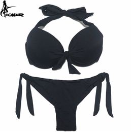 EONAR Bikini Solid Swimsuit Push Up Set Brazilian Cut/Classic Bottom Bathing Suits Sexy Plus Size Swimwear 210621