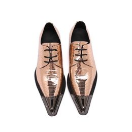 Gold Blue Colour Design Brogue Oxford Shoes For Men Italian Formal Ballroom Dress Footwear New Males Patent Leather Flats Shoes