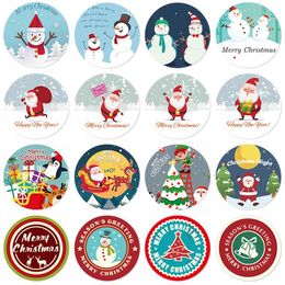 Christmas Ornament Stickers Roll Sticker for Party Supply Classroom Decoration Envelopes Sealing Stickers 500 pcs Xmas Santa Claus Stickers for Kids