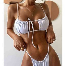 MYTENG Solid Micro Thong Bikinis String Bandage Swimming Suit For Women Push Up Swimwear Mini Swimsuit Beachwear Biqiuni 210522