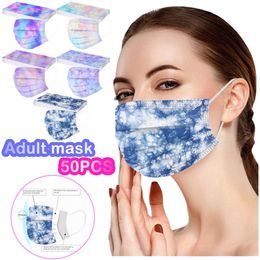 Dye Disposable Face Mask Various Colors Fashionable Designer Masks 3 Layers Protective Dustproof Printing Design for Adult Popular