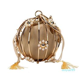 Evening Bags 2021 Fashion Iron Pearls Inlaid Diamond Ball Bag Women's Shoulder Single Messenger