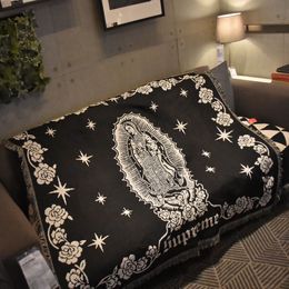 Aggcua Christian throw blanket cotton for bed Bedspread Double knit sofa towel blanket nordic Tapestry carpet mat