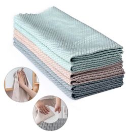 3/5pc Efficient Microfiber Fish Scale Wipe Cloth Anti-grease Wiping Rag Super Absorbent Home Washing Dish Kitchen Cleaning Towel