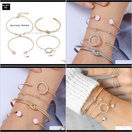 Other Bracelets Drop Delivery 2021 Jewelry Diamond Round Hand Ornament Arrow Bracelet Four Piece Set Gfhma
