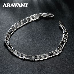 4MM 6MM 8MM Bracelet Silver 925 Curb Cuban Link Chain Bracelets Men Women Wholesale Jewelry Gift