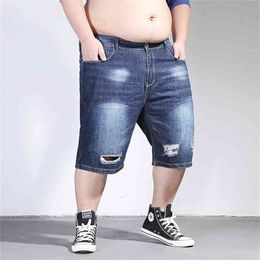 Men's Shorts Large Sizes Summer Male Bermuda Jeans Torn Big Breeches Destressed Denim Ripped Short Men Plus Size 210806