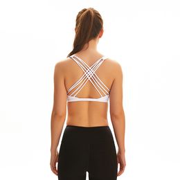 Roupas de Yoga Fitness Sports Sutiã Nudeu Skin-Friendly Cross Back Ginásio Roupas Mulheres Underwears Running Exercício Exercício Não-Aço Anel Vestuário