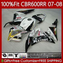 OEM Bodys For HONDA CBR 600 RR CC F5 600CC 2007 2008 Bodywork 70No.125 CBR600 RR CBR 600RR 600F5 White black CBR600RR 07 08 CBR600F5 2007-2008 Injection Mould Fairings