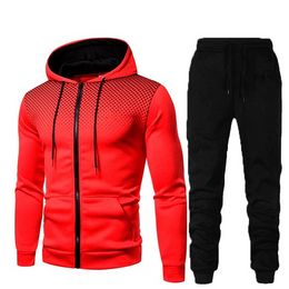 QNPQYX New 2Pcs Men's Hoodies and Pants 3D digital printing hooded sweater + Sweatpants casual cardigan men gradient sports suit