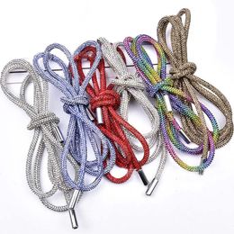 2021 Full Rhinestone Crafts DIY Drawstring Trousers Rope Cap RopeS Rainbow Shoelace Bling Belt Bowknot Lazy Elastic Shoelaces Clothing Accessories