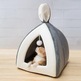 Cat Beds & Furniture Pet Bed Indoor Kitten House Warm Small For Cats Dogs Nest Collapsible Cave Cute Sleeping Mats Winter Products