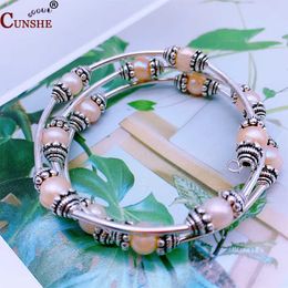 Pearl Bracelet Natural White Freshwater Pearl Pink Colour Purple Gift for Women Q0719