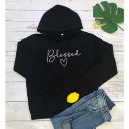 Blessed Heart Pure Cotton Hoodies Fashion Women Catholic Christian Pullovers Cute Graphic Hooded Sweatshirts Outfits Drop Ship X0721
