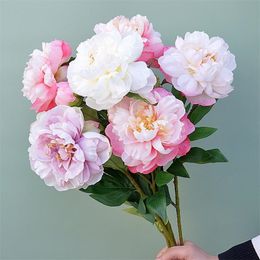 ONE Fake Flower Long Stem Spring Peony 26" Lngth Simulation Phoenix Peonia for Wedding Home Decorative Artificial Flowers