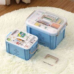 Large First Aid Kit Plastic Box Storage Bins Multi-Layer Medicine Container Household Organiser for 210922