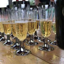 -Verre à vin 150 ml doré en plastique Omrande Clear Hard Wegwerp Partie Bruiloft Cups Bruiloft Coupes Premium Champagne Verre Verre J0710