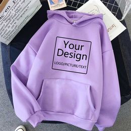 Women Custom Hoodie Customise Personalised Hoodie Customised Print Text DIY Hoodie Drop Sweatshirts 211109