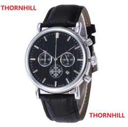 Multi Functional Iced Out Watch Leather Men Quartz Movement montre Wwristwatches Gift Party Watches Wristwatch Clock