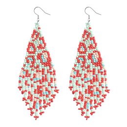 Boho Ethnic Colourful Tassel Beads Long Dangle Earrings for Women Vintage Handmade Layer Beaded Statement Earring Jewellery
