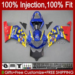 Injection Mould For SUZUKI GSXR 600 750 CC GSXR600 K1 01-03 Body 37No.43 GSXR750 GSXR-750 600CC 750CC 2001 2002 2003 GSXR-600 GSX-R750 01 02 03 OEM Fairing blue yellow