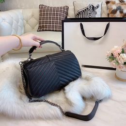 24 32cm classic V shape chain handbags purses with keychain Silver hardware single Tote bags shoulder messenger bags crossbody bag Shopping