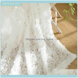 Curtain El Supplies Gardencurtain & Drapes White/Pink 3D Rose Sheer Korean Style Home Deco Lovely Beauty Window Embroidery Bedroom Children