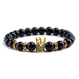 Couple Trendy Natural Stone Beads Men Crown Accessiores Bracelets For Women Bracelet Erkek Bileklik Yoga Bracelet Jewellery Gift