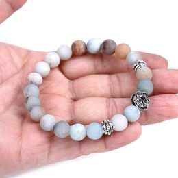 Lotus Drum Beads High Quality Natural Stone Frosted Stone Bracelet Fashion Casual Frosted Texture