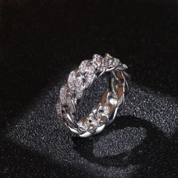 S2430 Fashion Jewellery Men's Women's Ring HIp-hop Chain 8mm Inlaid Zircon Rings